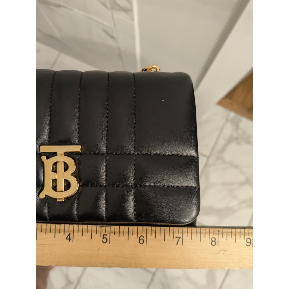 NWOT $1550 Burberry Lola Mini Quilted Leather Crossbody Bag Gold Logo Black Read - Picture 14 of 16